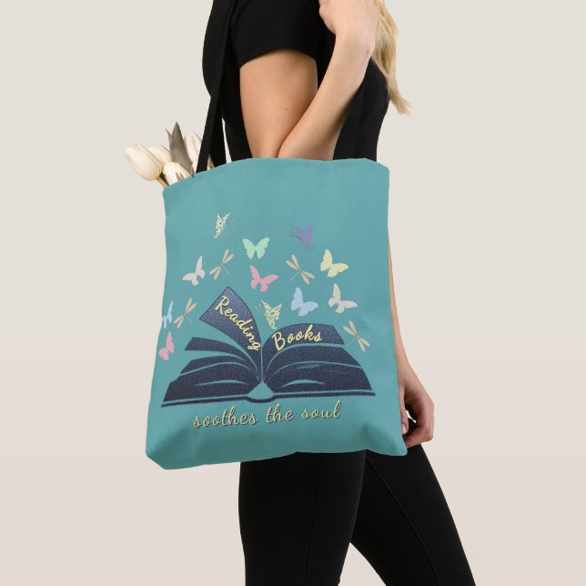 Bolso De Tela Reading Books Soothes The Soul Tote (Detalle)