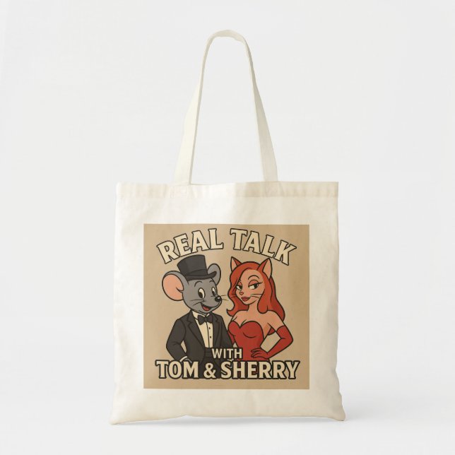 Bolso De Tela Real Talk with Tom and Sherry Cartoon Tote (Frente)