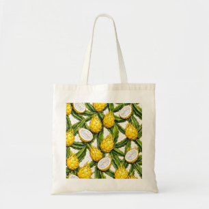 Bolso De Tela Rebanadas de Fruta Dragón Amarillo Patrón Tropical