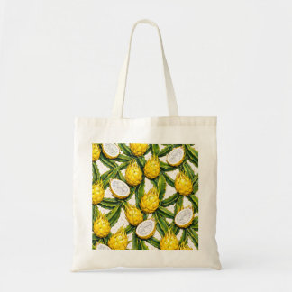 Bolso De Tela Rebanadas de Fruta Dragón Amarillo Patrón Tropical