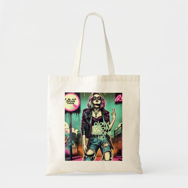 Bolso De Tela Rebel Girl – I Do Not Follow Rules (Frente)