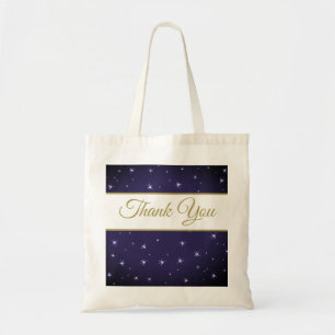 Bolso De Tela Recepción de las Estrellas Blancas Azul Medianoche