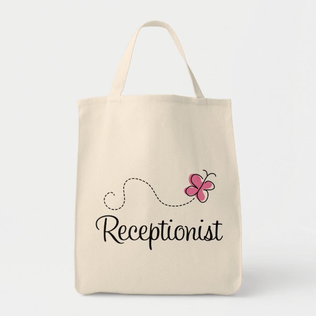 Bolso De Tela Recepcionista rosado lindo de la mariposa (Frente)