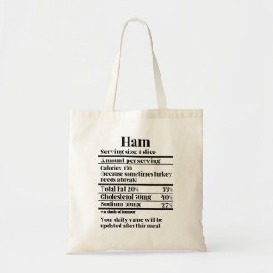 Bolso De Tela Receta de Acción de Gracias Ham Nutrition Facts.w