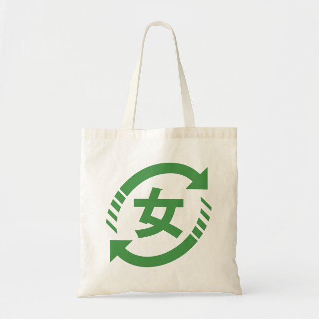 Bolso De Tela Reciclar Chicas japoneses | Rótulo Kanji Nihongo (Frente)