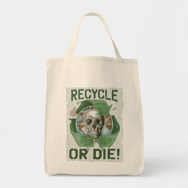 Bolso De Tela Reciclar o morir cráneo (Frente)