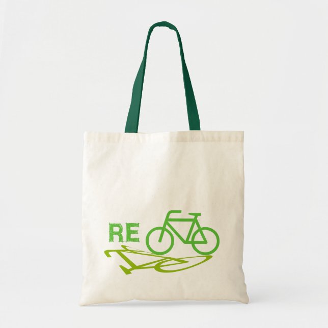 Bolso De Tela Recicle el diseño de la bici (Frente)