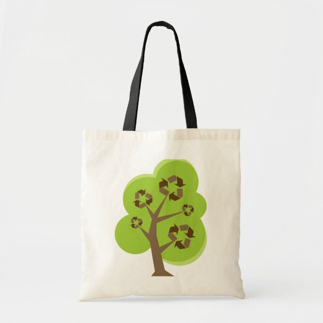 Bolso De Tela Recicle el verde del árbol (Frente)