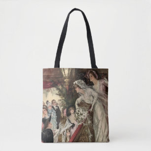 Bolso De Tela Recién casados vintage, novia victoriana lanzando