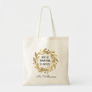 Bolso De Tela Reconocimiento del profesor de oro personalizado