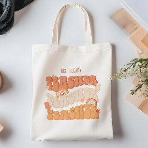 Bolso De Tela Reconocimiento naranja retro a docente personaliza