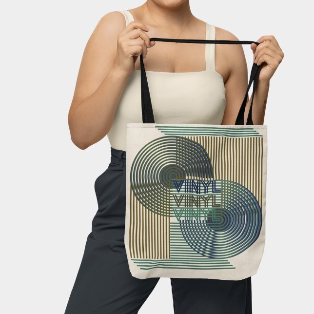 Bolso De Tela Récord Retro Siglo Moderno Línea Art Vinyl (Subido por el creador)