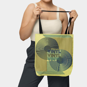 Bolso De Tela Récord Retro Siglo Moderno Línea Art Vinyl
