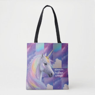 Bolso De Tela Recordatorio de que eres suficiente Unicornio Arco