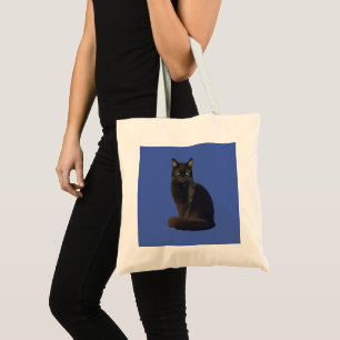 Bolso De Tela Recorte de fotos gato negro mirando el azul