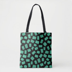 Bolso De Tela Rectángulos abstractos 081122 - Turquesa en negro
