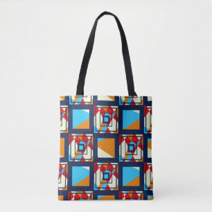 Bolso De Tela Rectángulos de piezas coloridas. Mancha sin costur