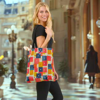 Bolso De Tela Rectángulos de resumen rojo, amarillo y azul