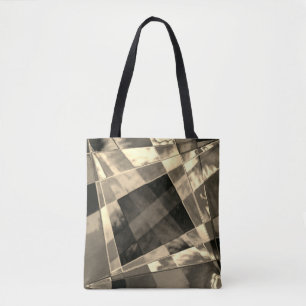 Bolso De Tela Rectángulos inclinados en tonos de madera o beige.