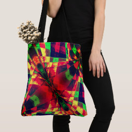 Bolso De Tela Rectángulos inclinados, estirados, verdes, rojos m