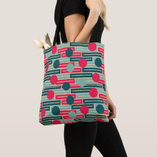 Bolso De Tela Rectángulos y círculos rosas, azules y Verde azula
