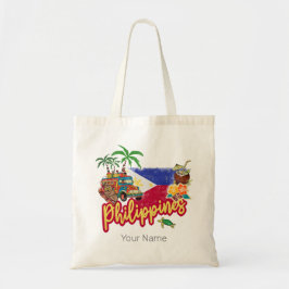 Bolso De Tela Recuerdos de palma con bandera de mimbre de Filipi