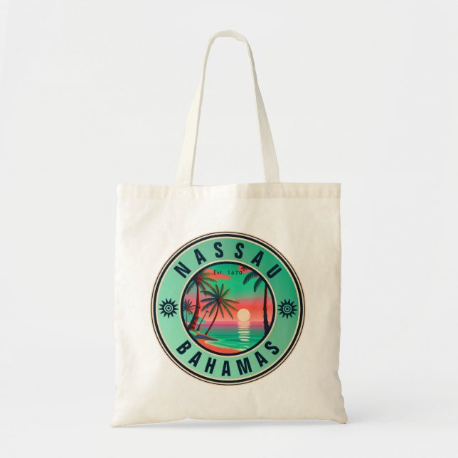 Bolso De Tela Recuerdos de viajes retro de Nassau Bahamas de los (Frente)