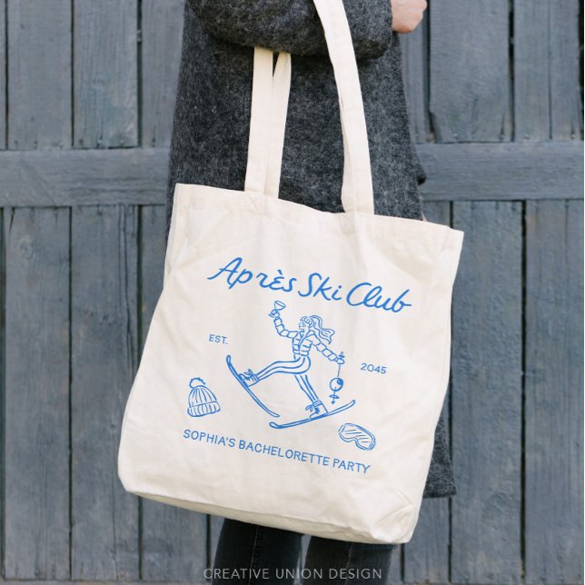 Bolso De Tela Recuerdos para Despedida de Soltera con Tema de Ap (apres ski club tote)