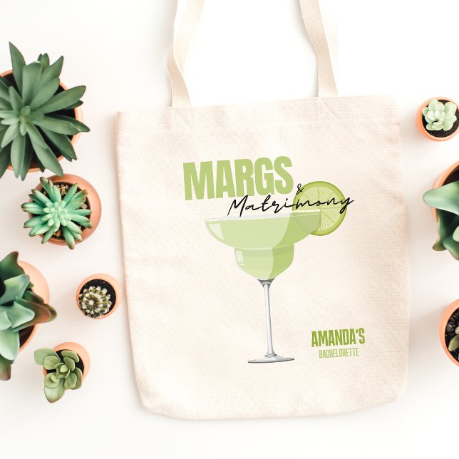 Bolso De Tela Recuerdos para Despedida de Soltera Margs & Matrim (Magrs & Matrimony Bachelorette Favors Tote Bag)