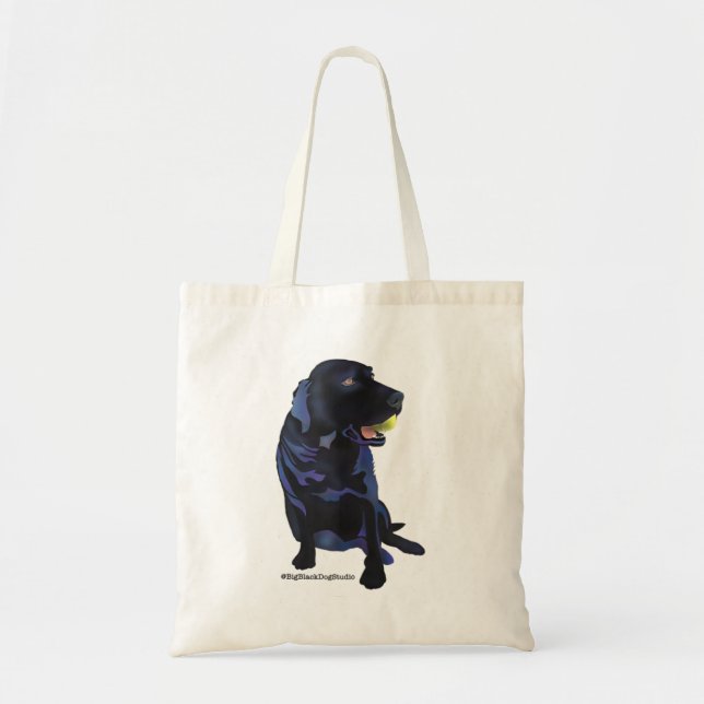 Bolso De Tela Recuperador de Labrador Negro con tanque de bolas  (Frente)