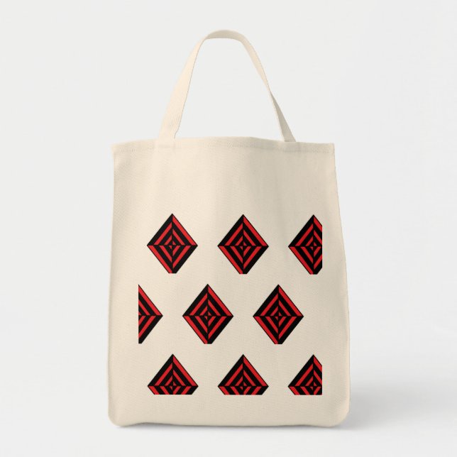 Bolso De Tela Red and Black Geometric Diamond Pattern Modern Tot (Frente)