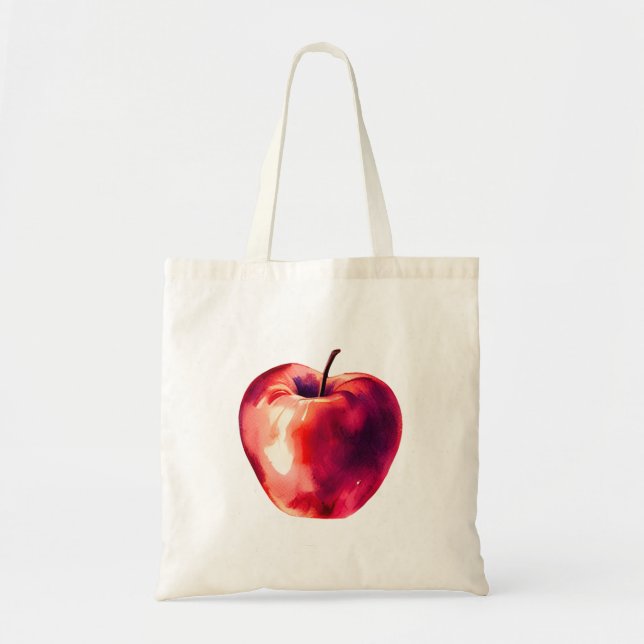 Bolso De Tela Red Apple Watercolor (Frente)