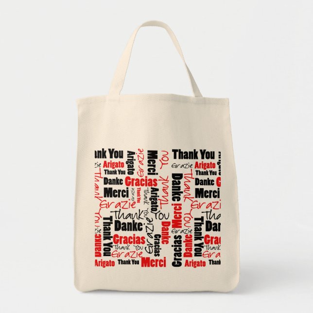 Bolso De Tela Red Black Gracias Word Cloud (Frente)
