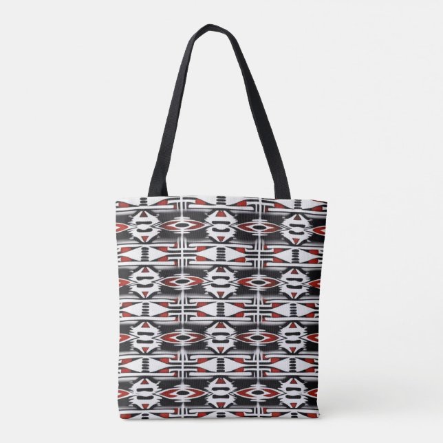 Bolso De Tela Red, Black & White Tribal Tapestry (Reverso)
