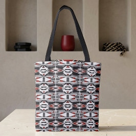 Bolso De Tela Red, Black & White Tribal Tapestry
