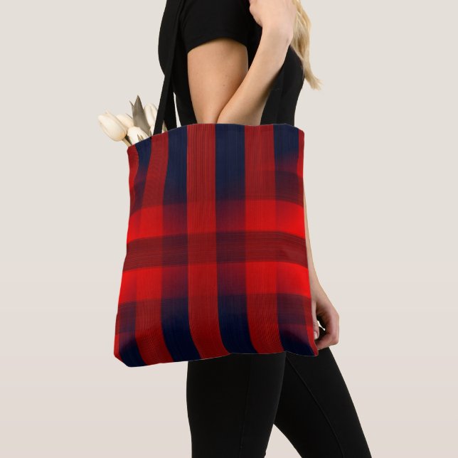 Bolso De Tela Red Bokeh Buffalo Plaid (Detalle)