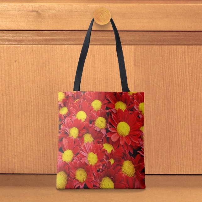 Bolso De Tela Red Daisies Tote Bag (Tote bag with red daisies)