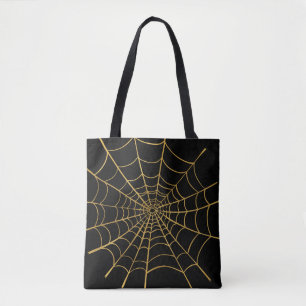 Bolso De Tela Red de araña dorada y negra