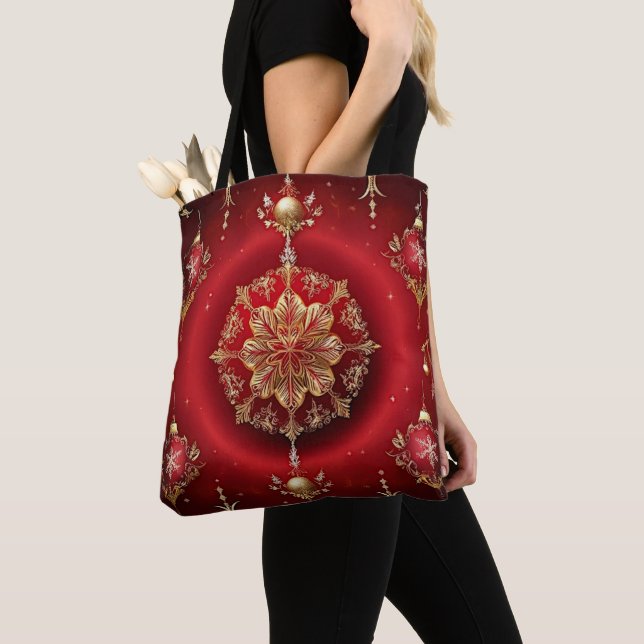 Bolso De Tela Red Decorative Ornaments Holiday Tote Bag (Detalle)