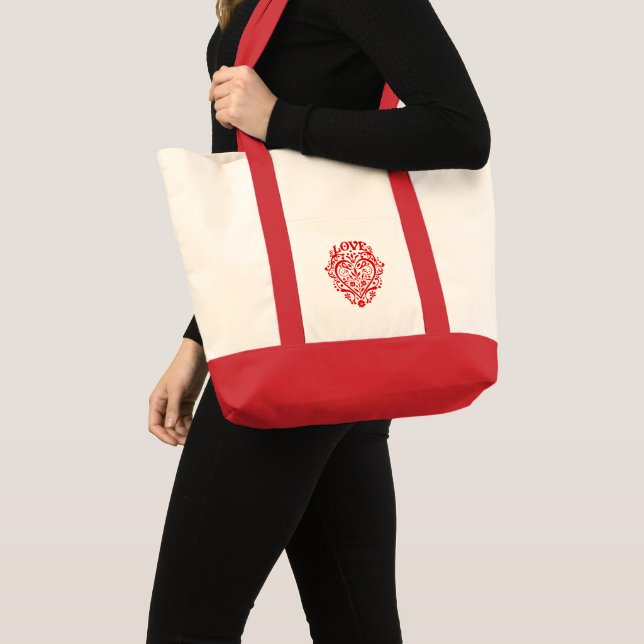Bolso De Tela Red Fancy Love Heart (Anverso (producto))