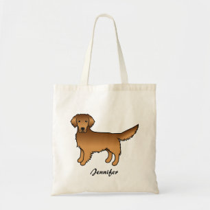 Bolso De Tela Red Golden Retriever Cartog Dog & Custom Name