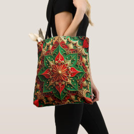 Bolso De Tela Red Green Decorative Christmas Holiday Tote Bag