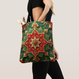 Bolso De Tela Red Green Decorative Christmas Holiday Tote Bag