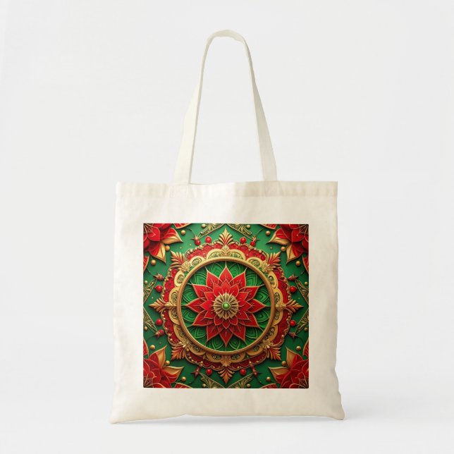 Bolso De Tela Red Green Decorative Holiday Tote Bag (Frente)