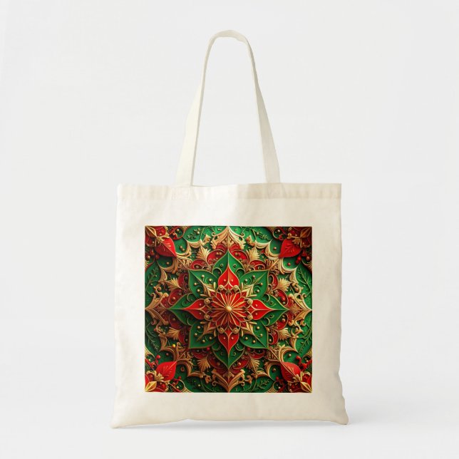 Bolso De Tela Red Green Decorative Holiday Tote Bag (Frente)