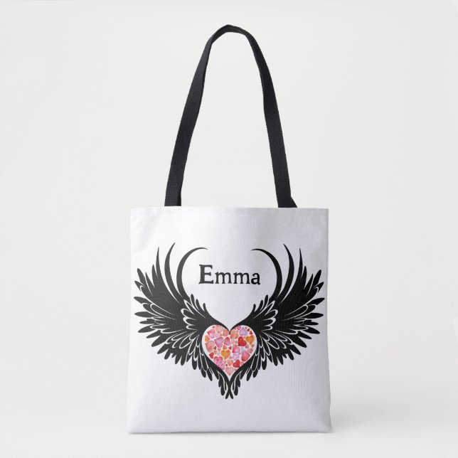 Bolso De Tela Red heart angel black wings (Anverso)