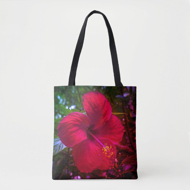 Bolso De Tela "Red Hibiscus" Tote Bag (Anverso)