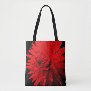 Bolso De Tela Red Hot Dahlia Abstract Flower Art