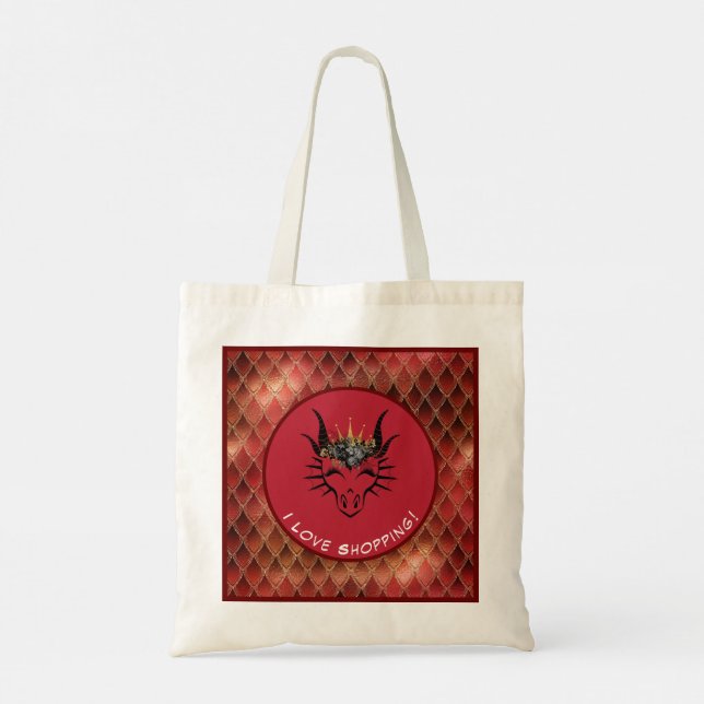 Bolso De Tela Red I Love Shopping Dragon Head & Scales Tote Bag (Reverso)