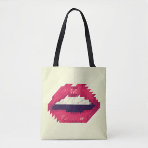 Bolso De Tela Red lips made of small triangles, pixelshipster,pi